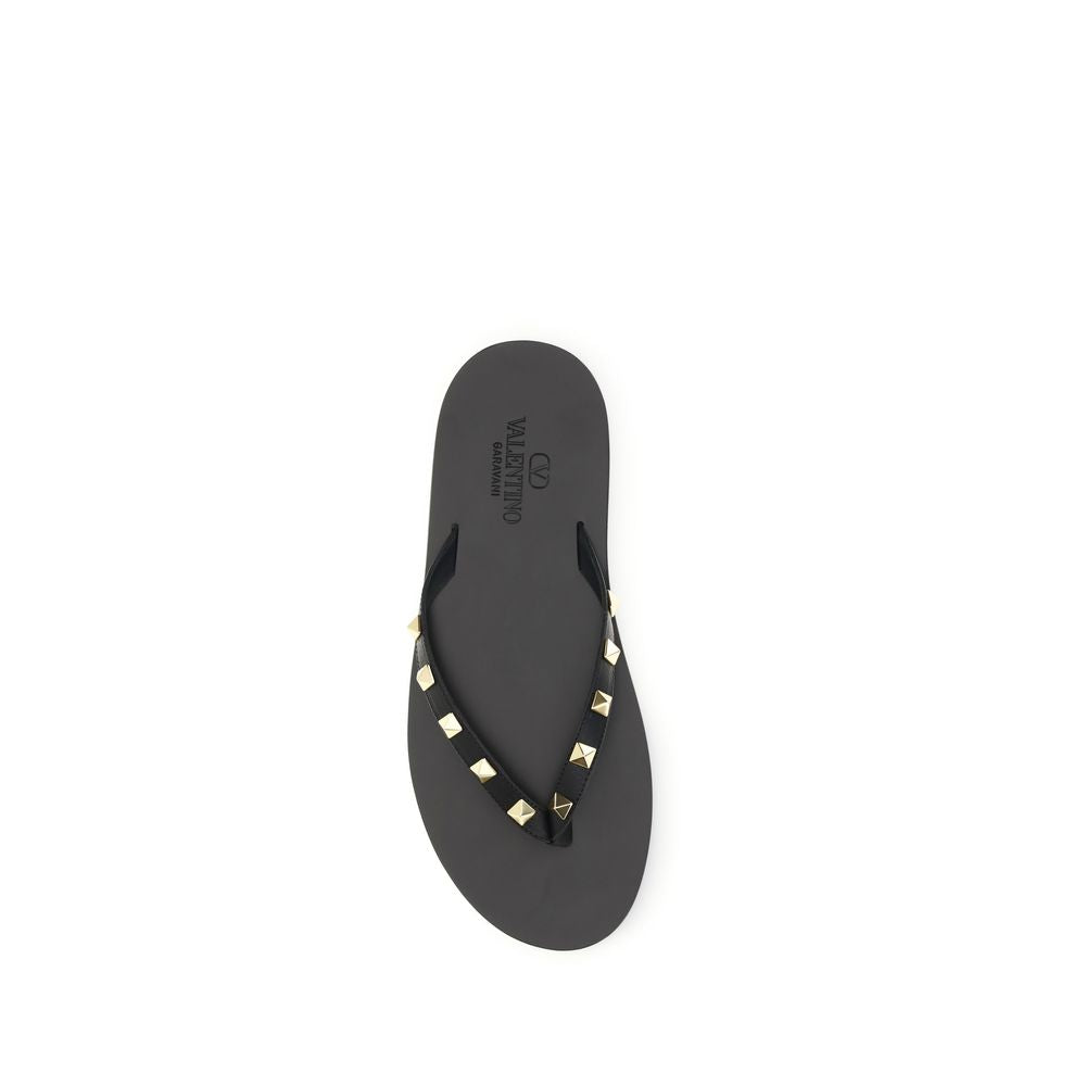 Valentino Garavani Sandali Infradito in Pelle di Vitello Nera Bos Taurus