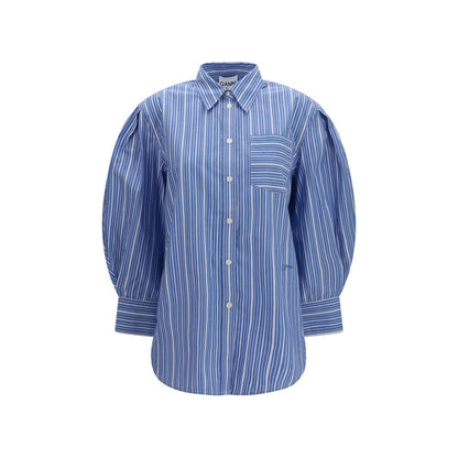 Camicia fantasia in cotone blu Ganni