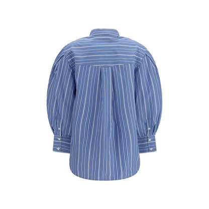 Camicia fantasia in cotone blu Ganni