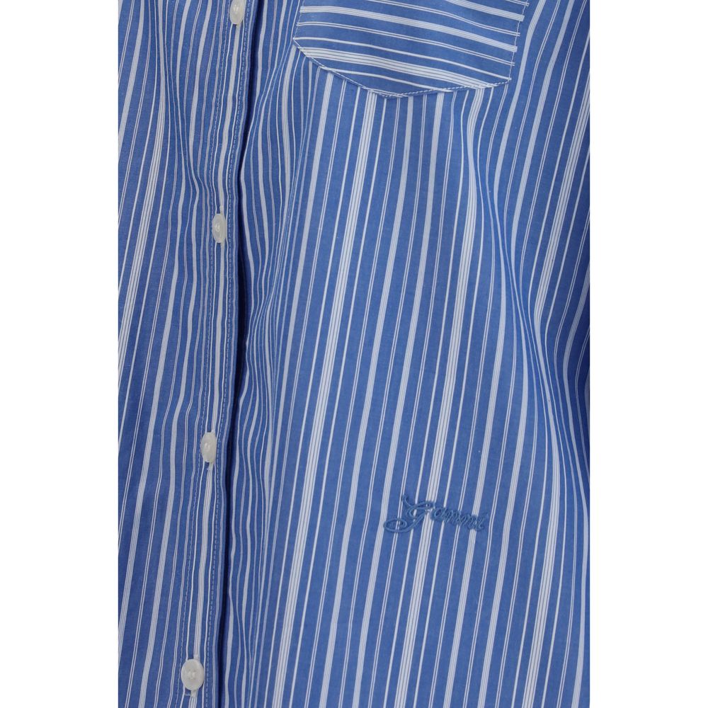 Camicia fantasia in cotone blu Ganni