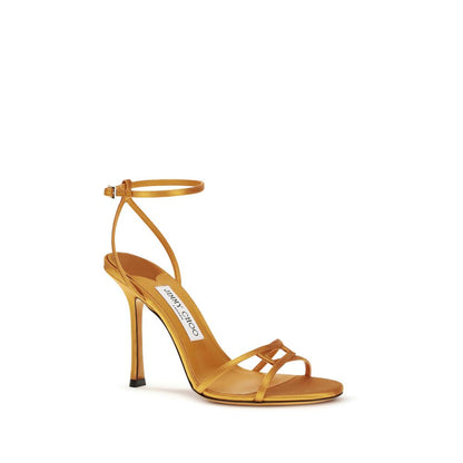 Sandali Jimmy Choo in seta arancione con tacco a stiletto