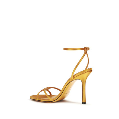 Sandali Jimmy Choo in seta arancione con tacco a stiletto