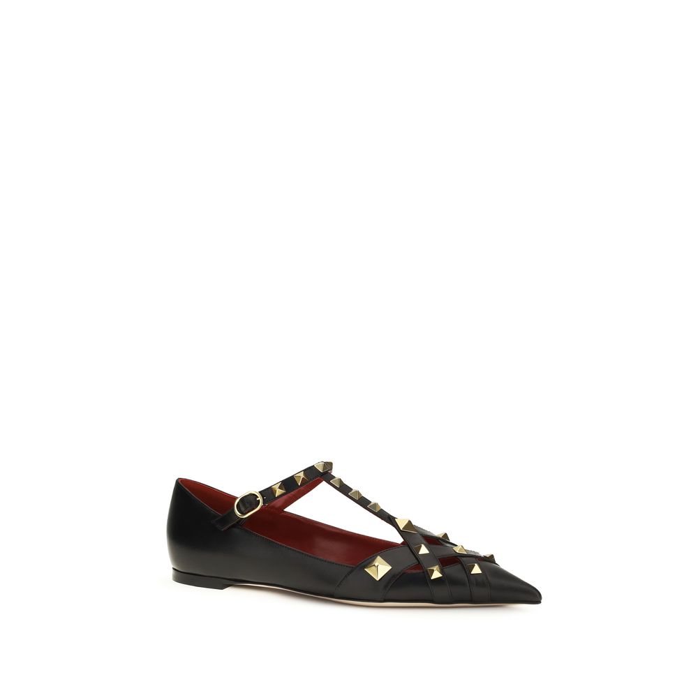 Valentino Garavani Ballerine Nere in Pelle di Capra