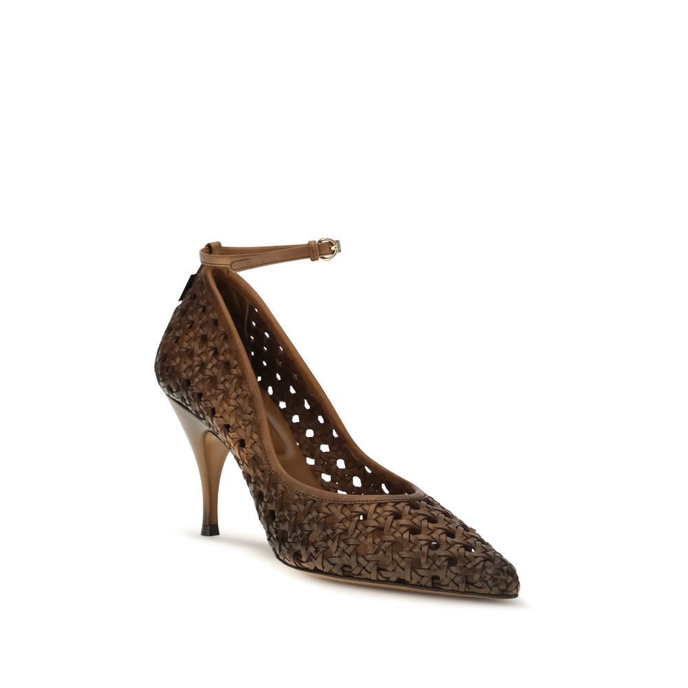 Escarpins Miu Miu en cuir de veau beige Bos Taurus à talons hauts