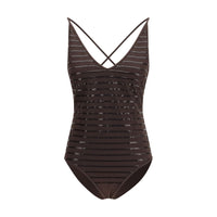 Brunello Cucinelli Brown Nylon One-Piece Swimsuit