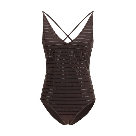 Costume intero Brunello Cucinelli in nylon marrone