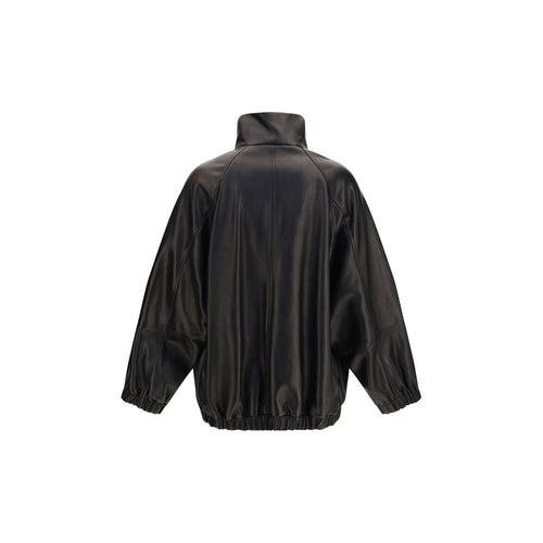 Chaqueta de cuero negro de cordero Ovis aries Brunello Cucinelli
