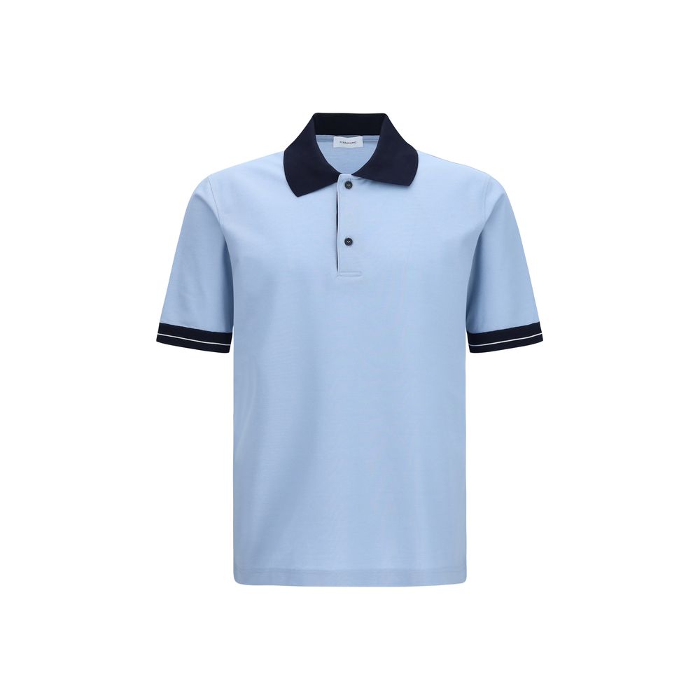 Polo Ferragamo blu in cotone