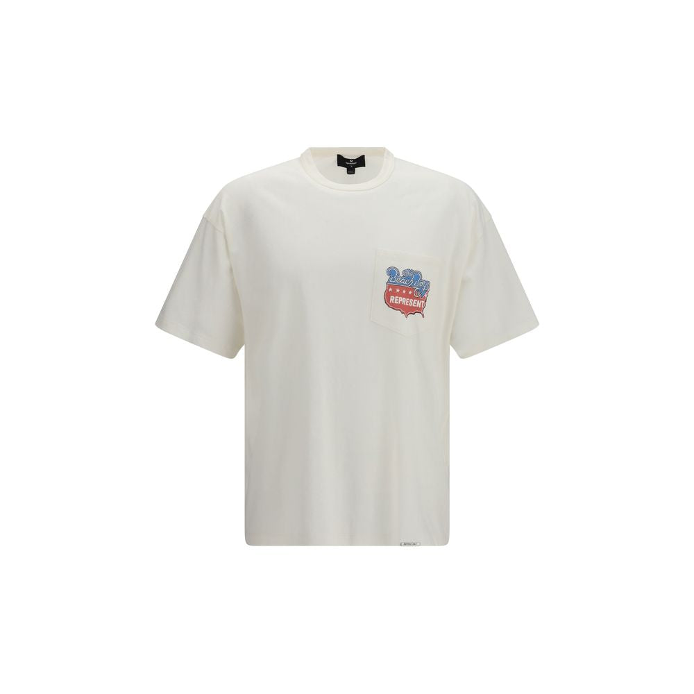 Rappresentare T-shirt di cotone bianca