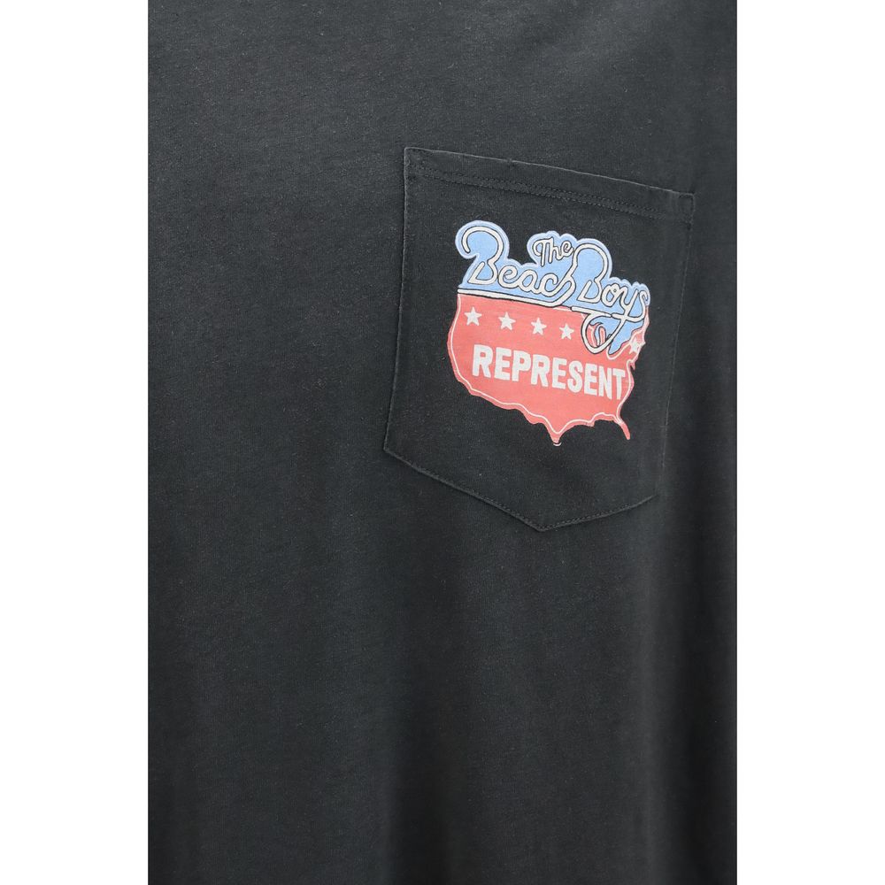 Maglietta in cotone grigio con logo Represent