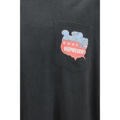 Maglietta in cotone grigio con logo Represent