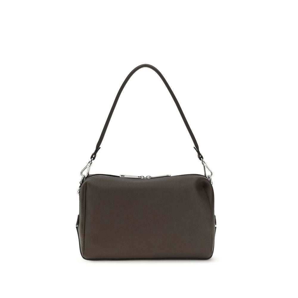 Borsa a Spalla Fendi in Pelle di Vitello Marrone Bos Taurus