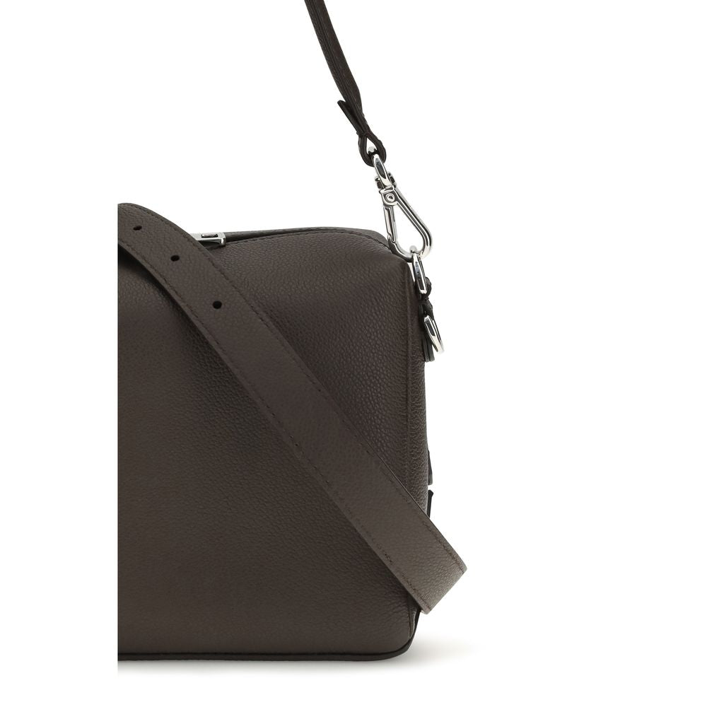 Borsa a Spalla Fendi in Pelle di Vitello Marrone Bos Taurus