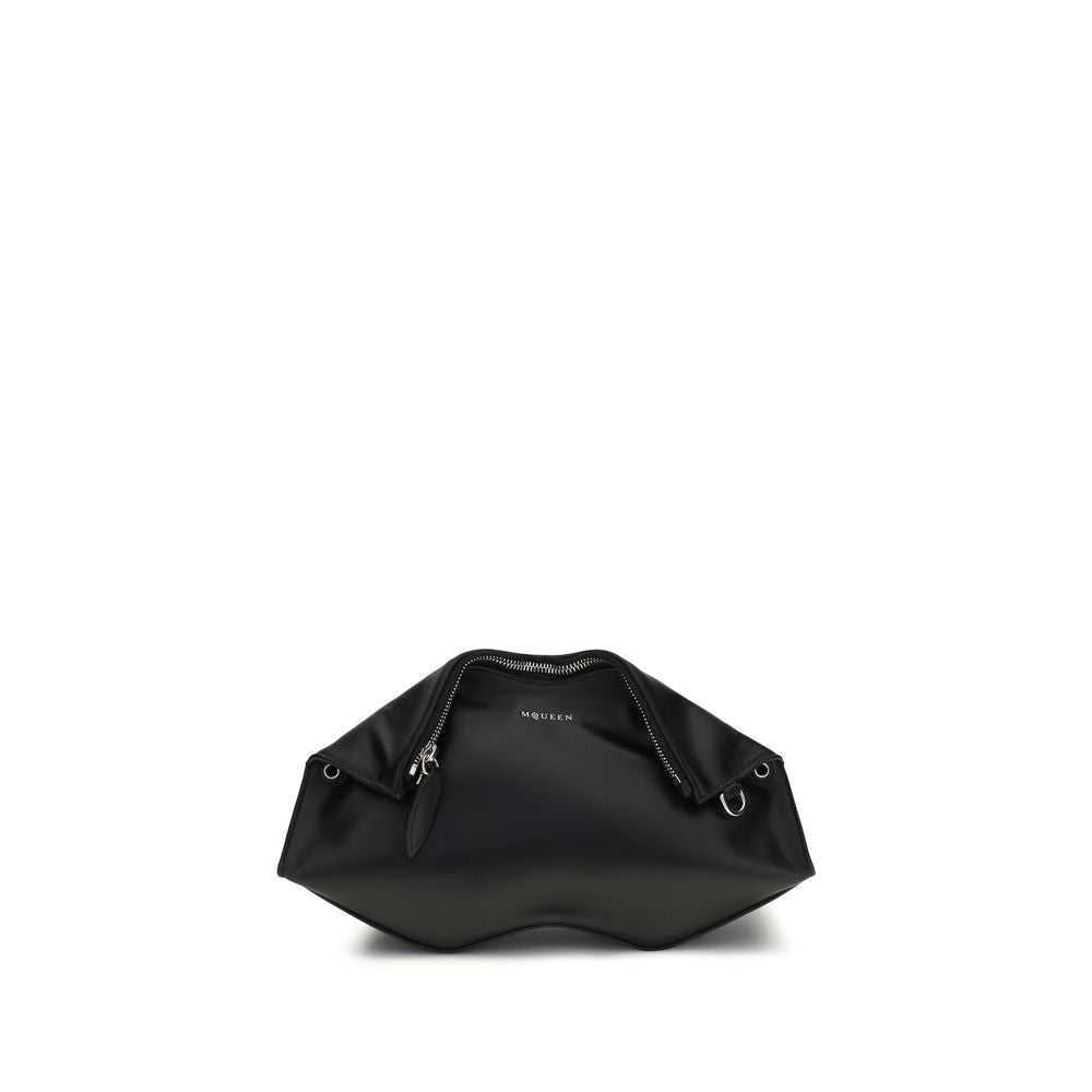 Borsa clutch Alexander McQueen in pelle di vitello nera Bos Taurus