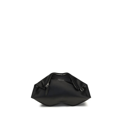 Borsa clutch Alexander McQueen in pelle di vitello nera Bos Taurus
