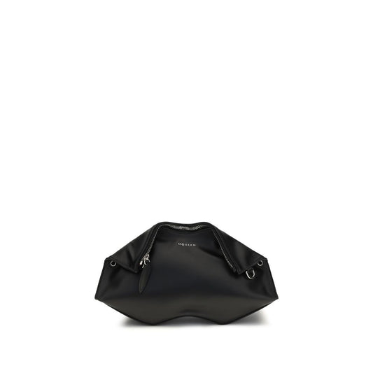 Borsa clutch Alexander McQueen in pelle di vitello nera Bos Taurus