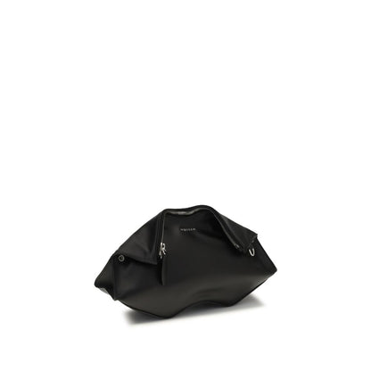 Borsa clutch Alexander McQueen in pelle di vitello nera Bos Taurus