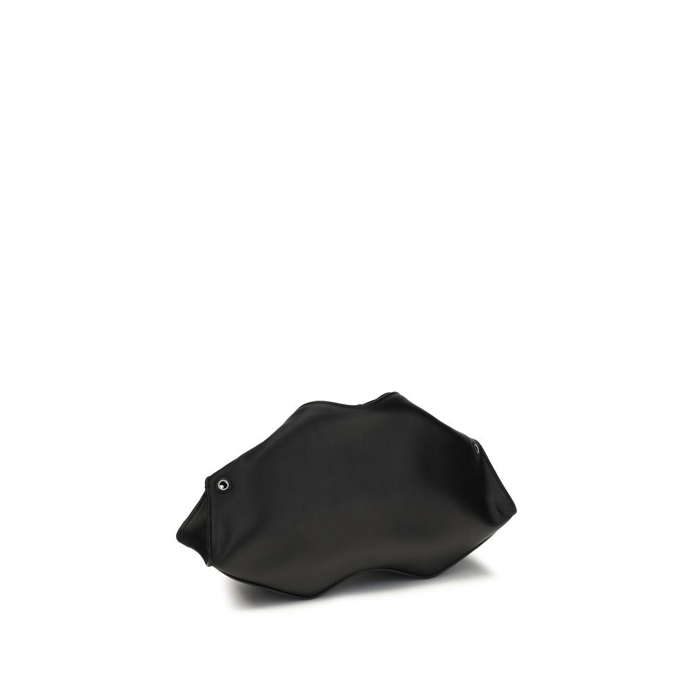 Borsa clutch Alexander McQueen in pelle di vitello nera Bos Taurus