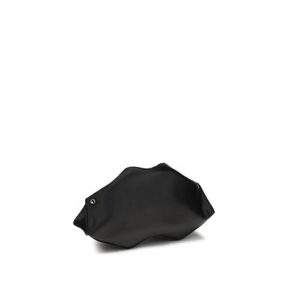 Borsa clutch Alexander McQueen in pelle di vitello nera Bos Taurus