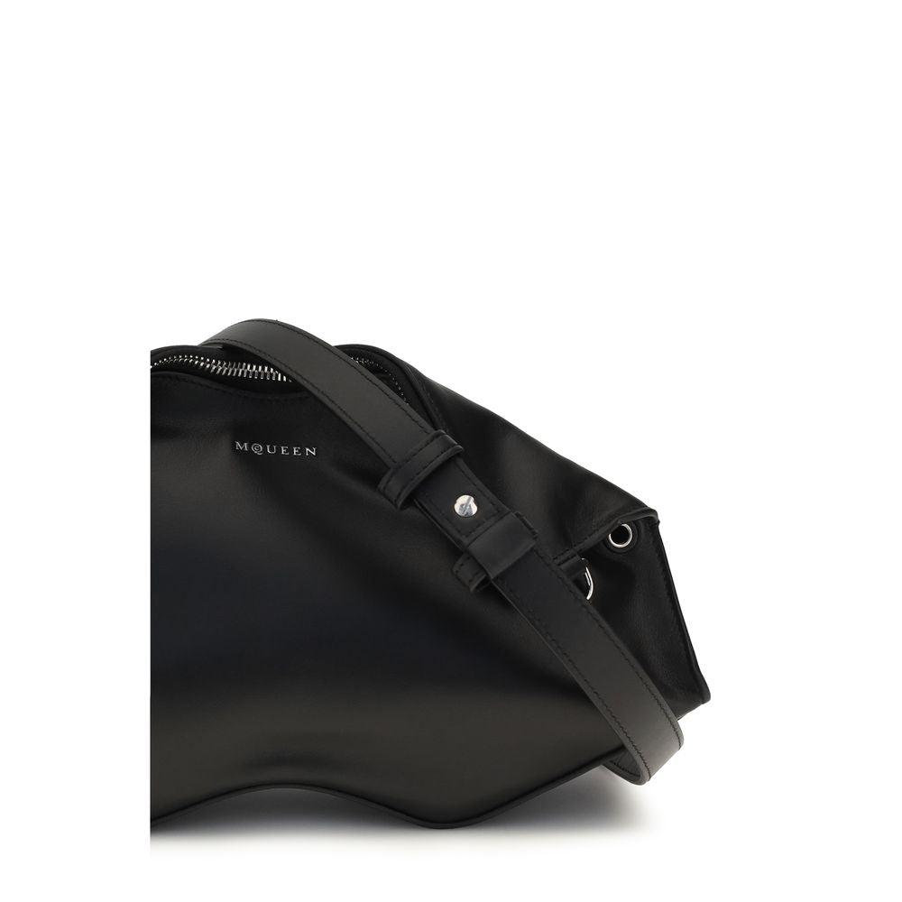 Borsa clutch Alexander McQueen in pelle di vitello nera Bos Taurus
