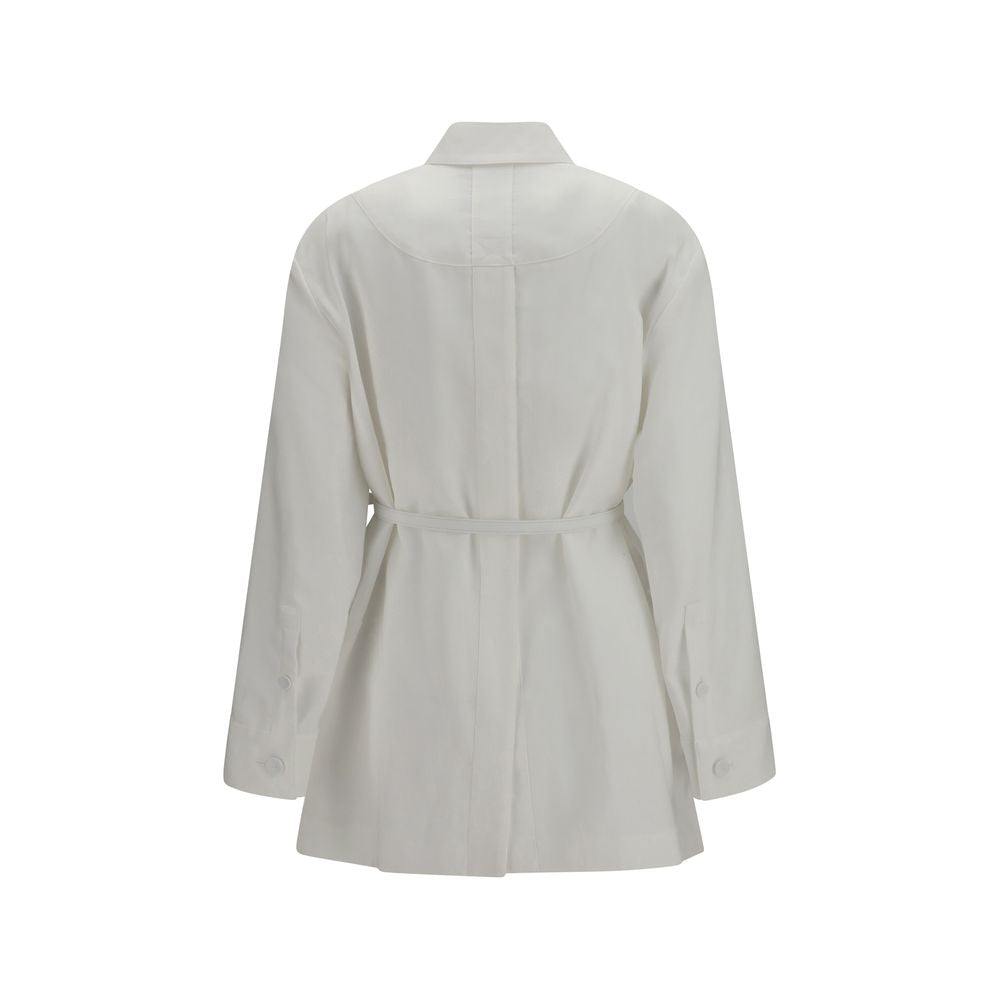 Giacca lunga Fendi in lino bianco