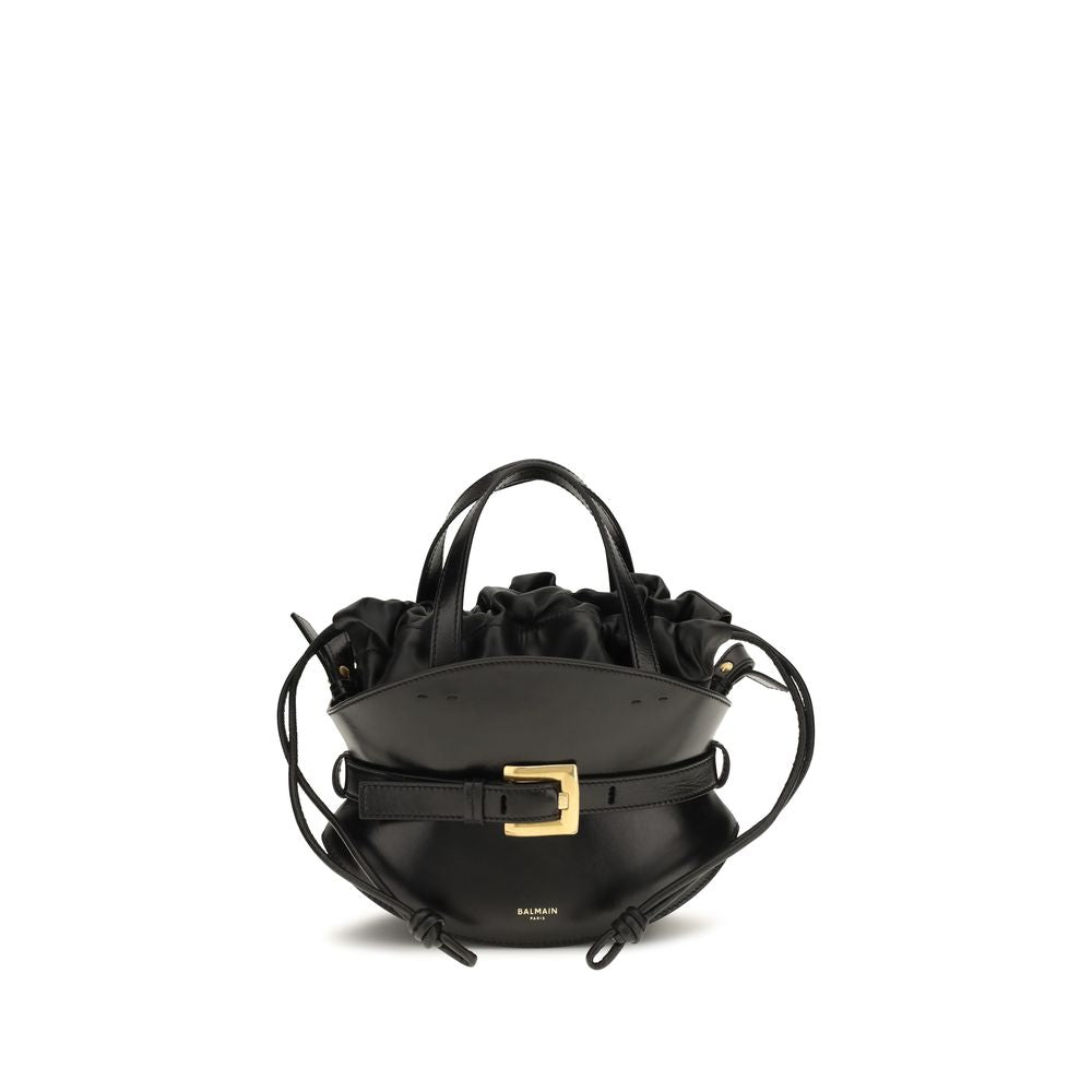 Borsa a spalla Balmain in pelle di vitello nera Bos Taurus