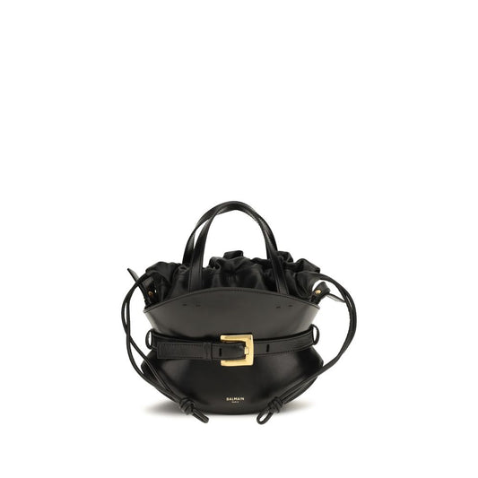 Borsa a spalla Balmain in pelle di vitello nera Bos Taurus