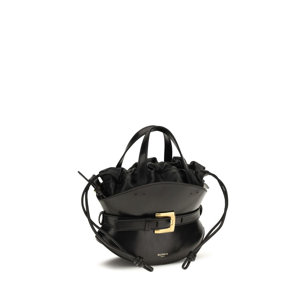 Borsa a spalla Balmain in pelle di vitello nera Bos Taurus