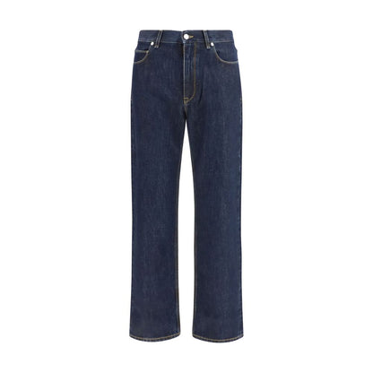 Jeans Fendi in cotone blu a gamba dritta