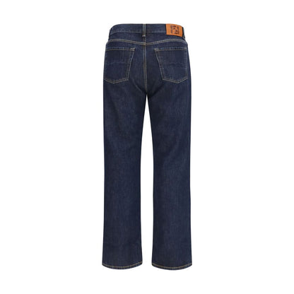 Jeans Fendi in cotone blu a gamba dritta