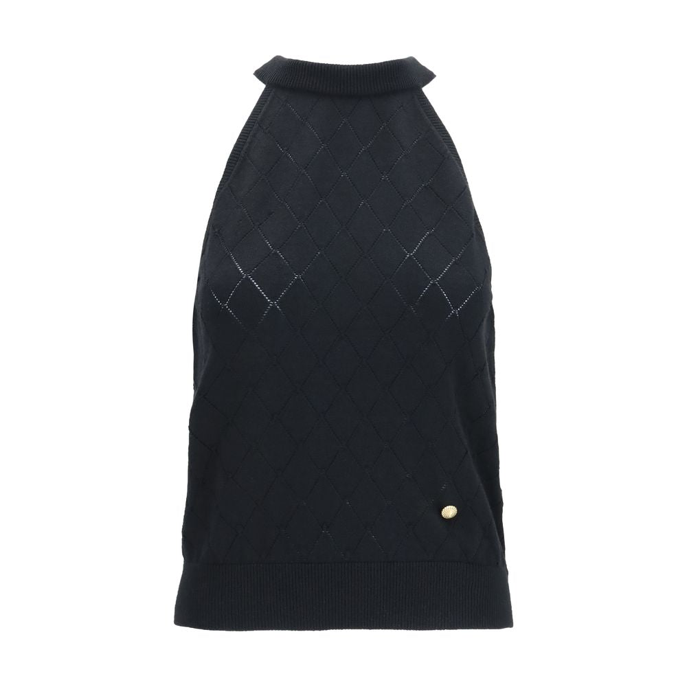 T-shirt sans manches Balmain Oves Aries en laine noire