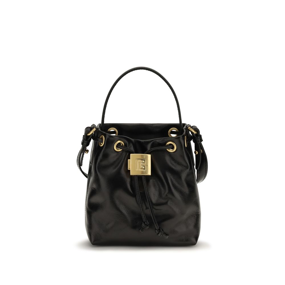 Borsa a secchiello Balmain in pelle di vitello nera Bos Taurus