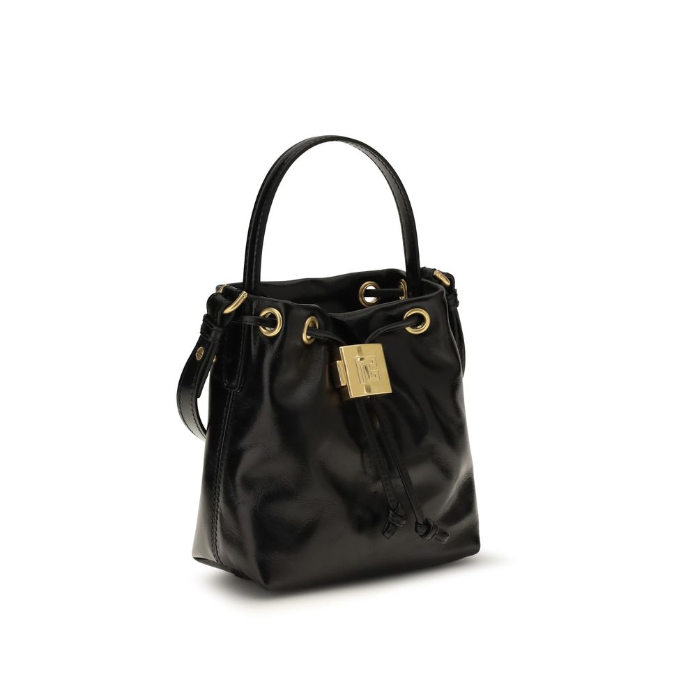 Borsa a secchiello Balmain in pelle di vitello nera Bos Taurus