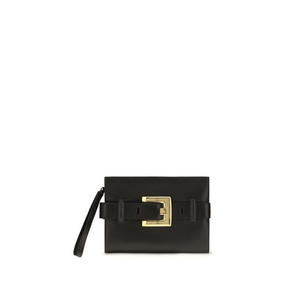 Pochette Balmain en cuir d'agneau noir Ovis Aries