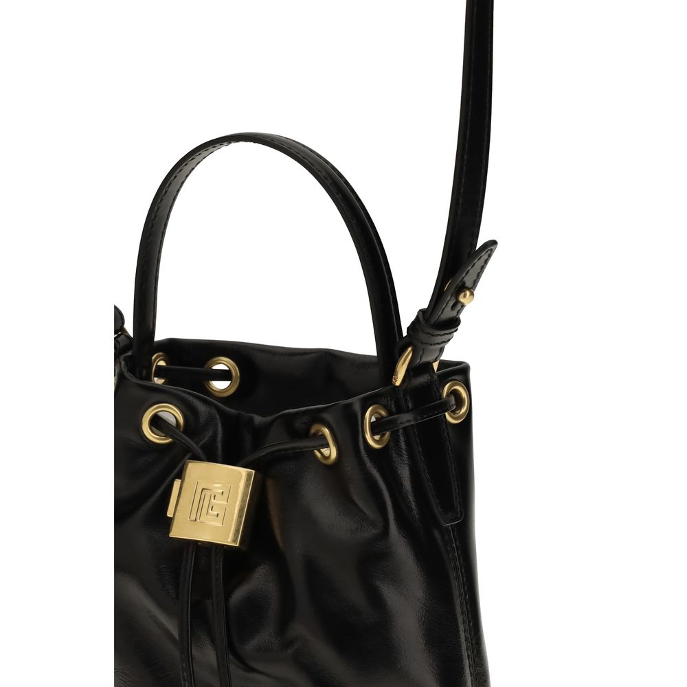 Borsa a secchiello Balmain in pelle di vitello nera Bos Taurus