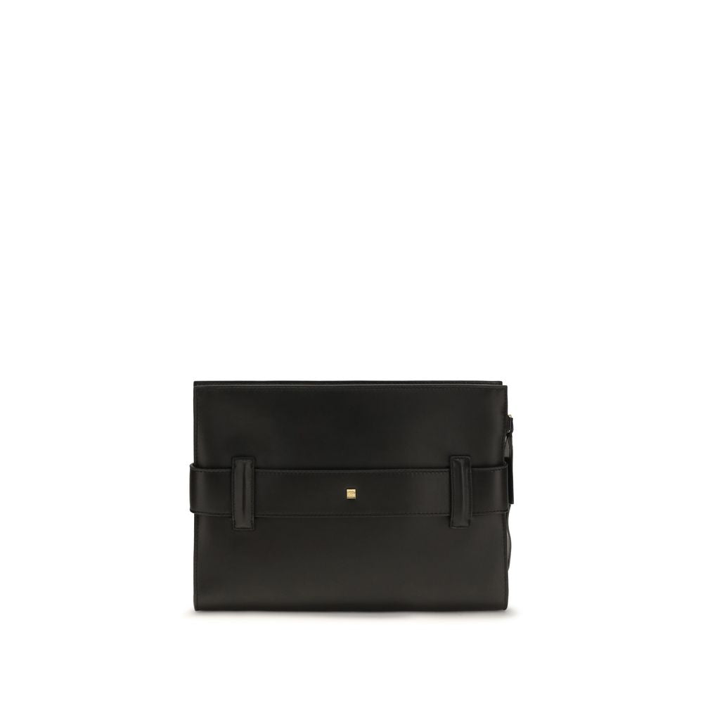 Pochette Balmain en cuir d'agneau noir Ovis Aries