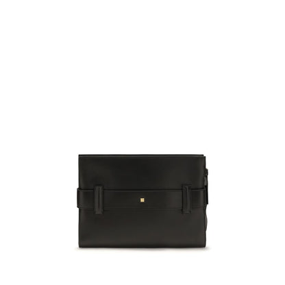 Pochette Balmain en cuir d'agneau noir Ovis Aries