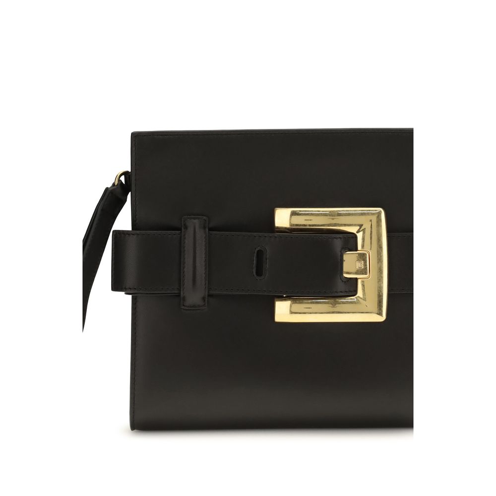 Pochette Balmain en cuir d'agneau noir Ovis Aries