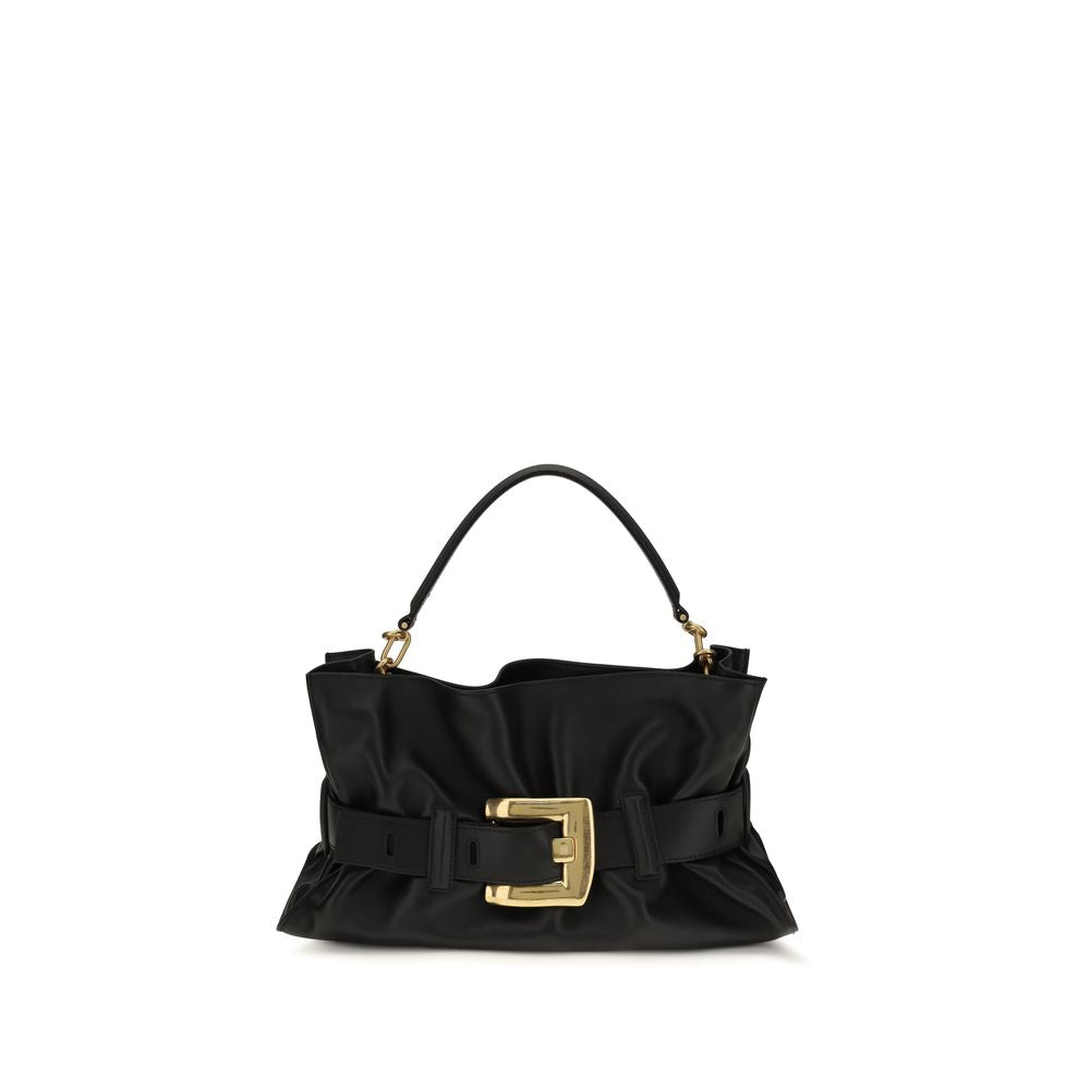 Borsa a mano Balmain nera in pelle di vitello Bos Taurus