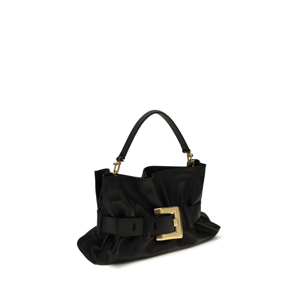Borsa a mano Balmain nera in pelle di vitello Bos Taurus