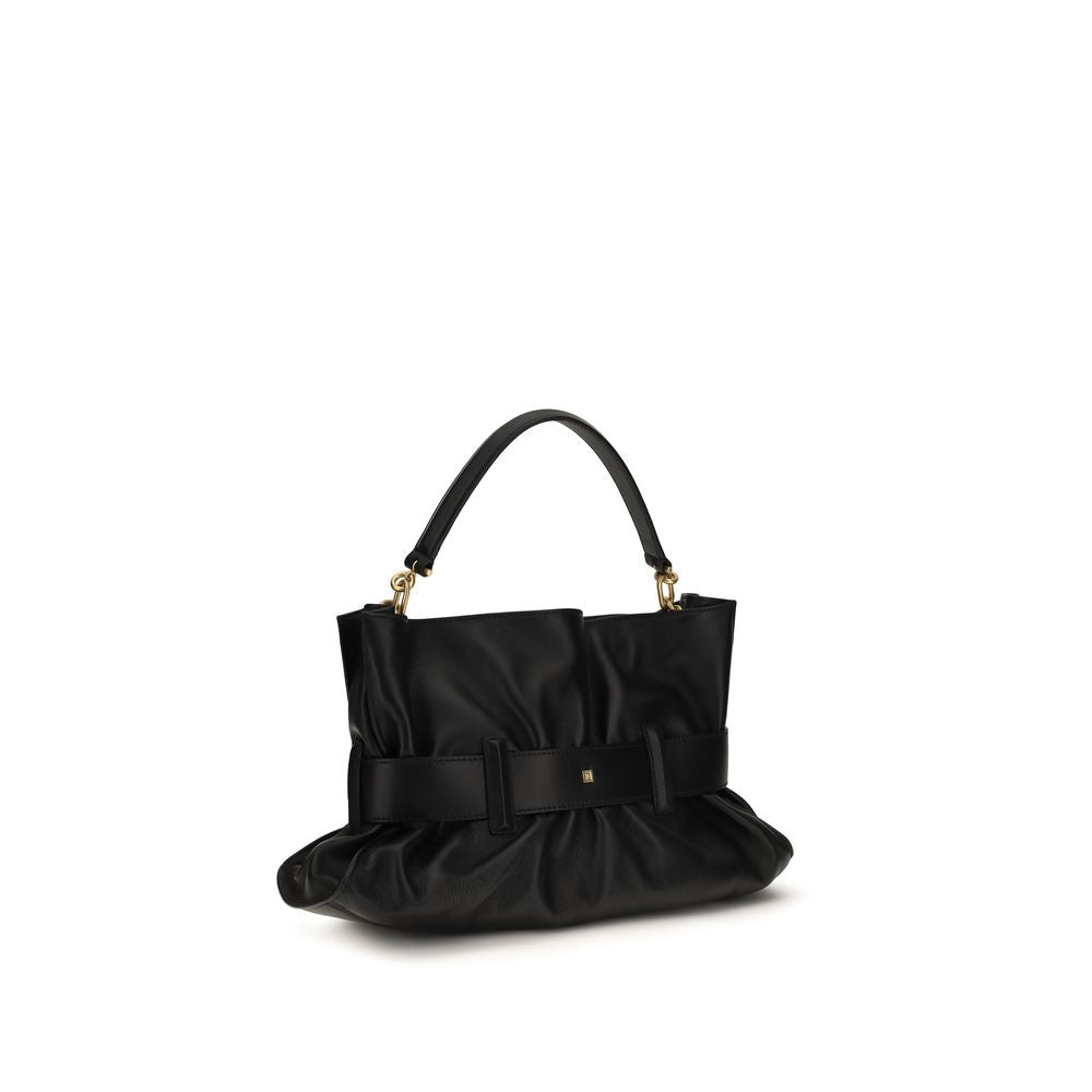 Borsa a mano Balmain nera in pelle di vitello Bos Taurus