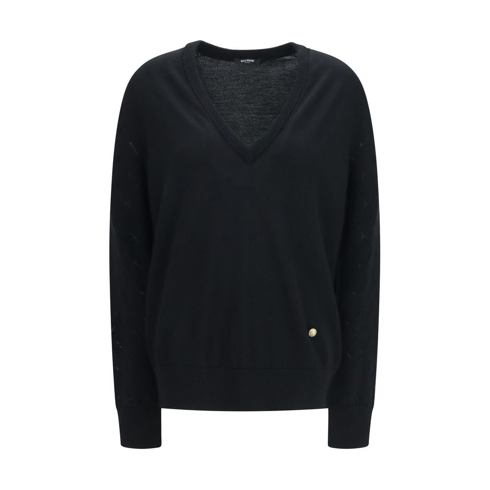 Felpa Balmain in lana nera Oves Aries
