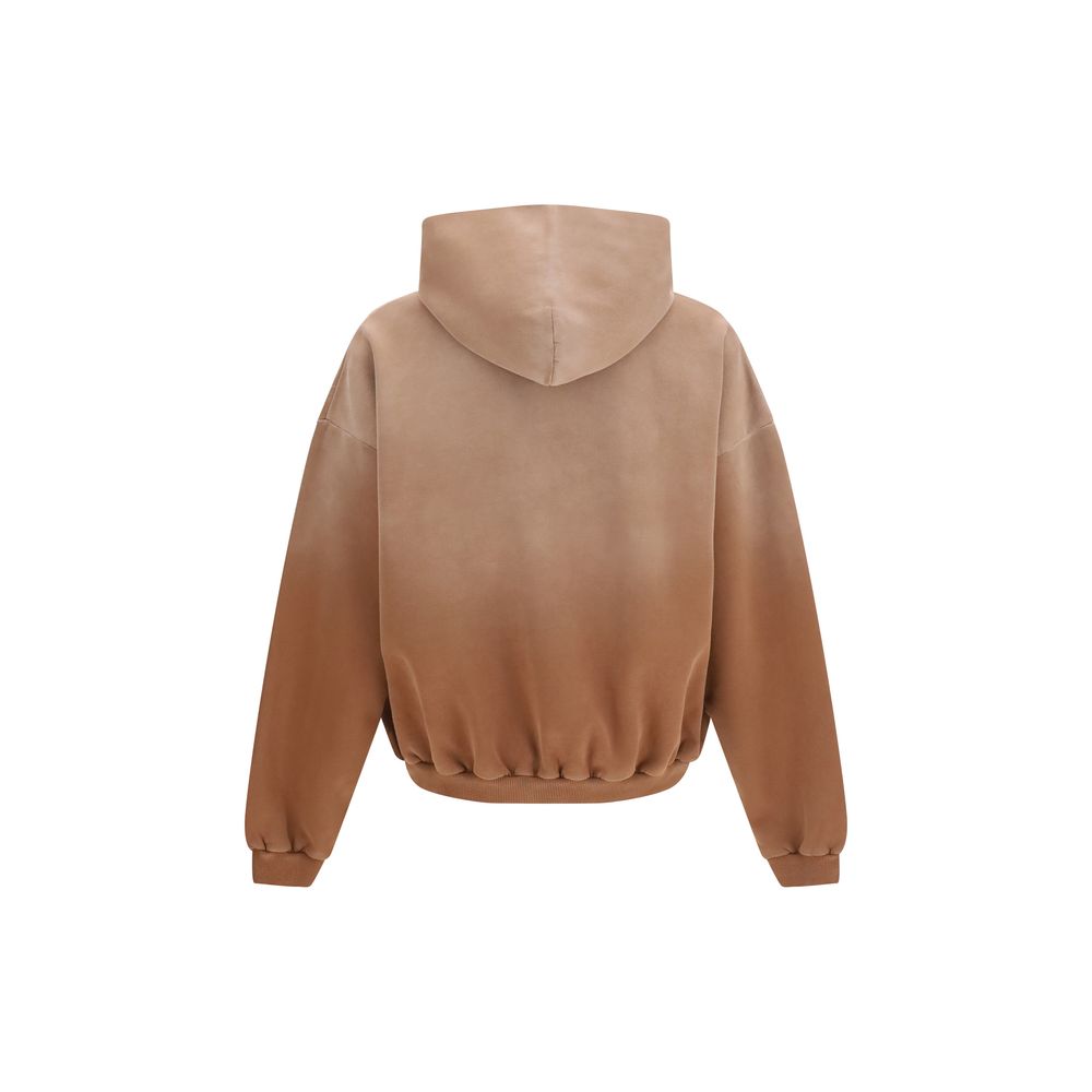 Felpa girocollo beige in cotone con rappresentazione