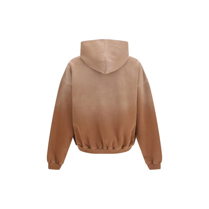 Felpa girocollo beige in cotone con rappresentazione
