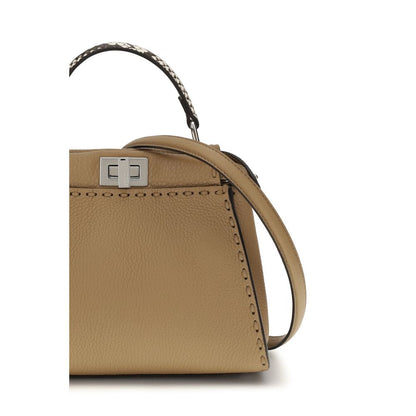 Borsa Fendi in pelle di vitello beige Bos Taurus