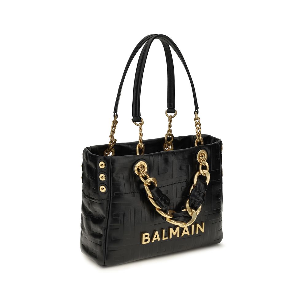 Borsa a spalla Balmain in pelle di vitello nera Bos Taurus