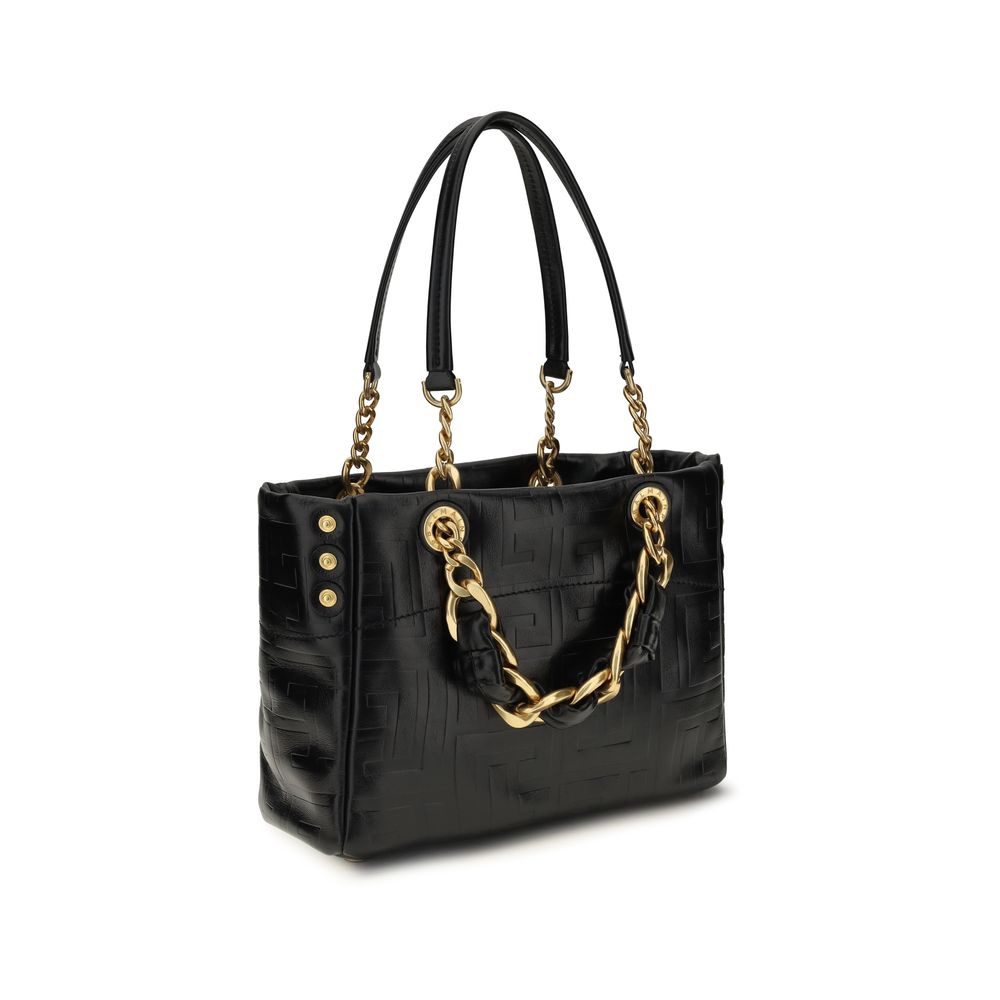Borsa a spalla Balmain in pelle di vitello nera Bos Taurus