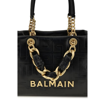 Borsa a spalla Balmain in pelle di vitello nera Bos Taurus