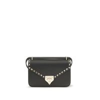 Valentino Garavani Black Calf Leather Bos Taurus Shoulder Bag