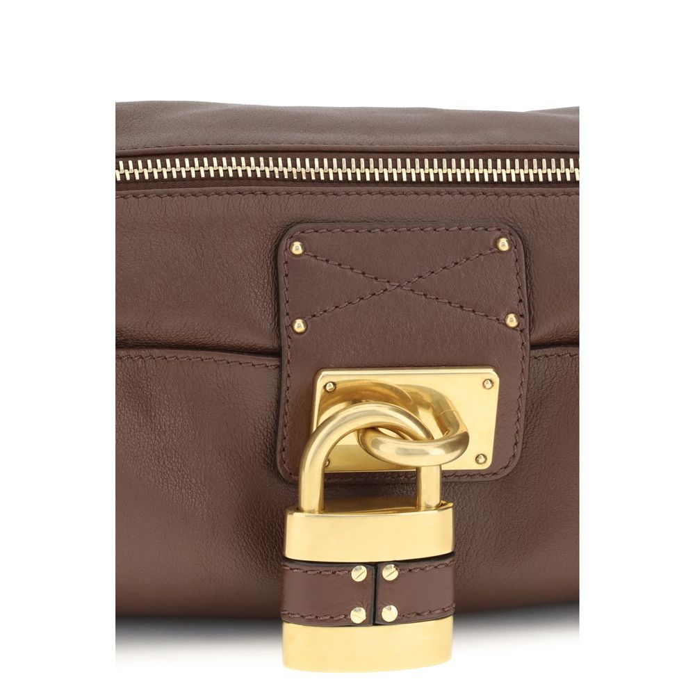 Borsa a spalla Chloé in pelle di vitello marrone Bos Taurus
